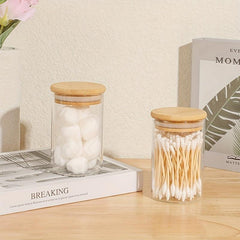 2pcs Glass Bottle with Bamboo Cover Multipurpose Flip Top Jar