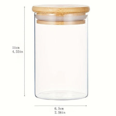 2pcs Glass Bottle with Bamboo Cover Multipurpose Flip Top Jar