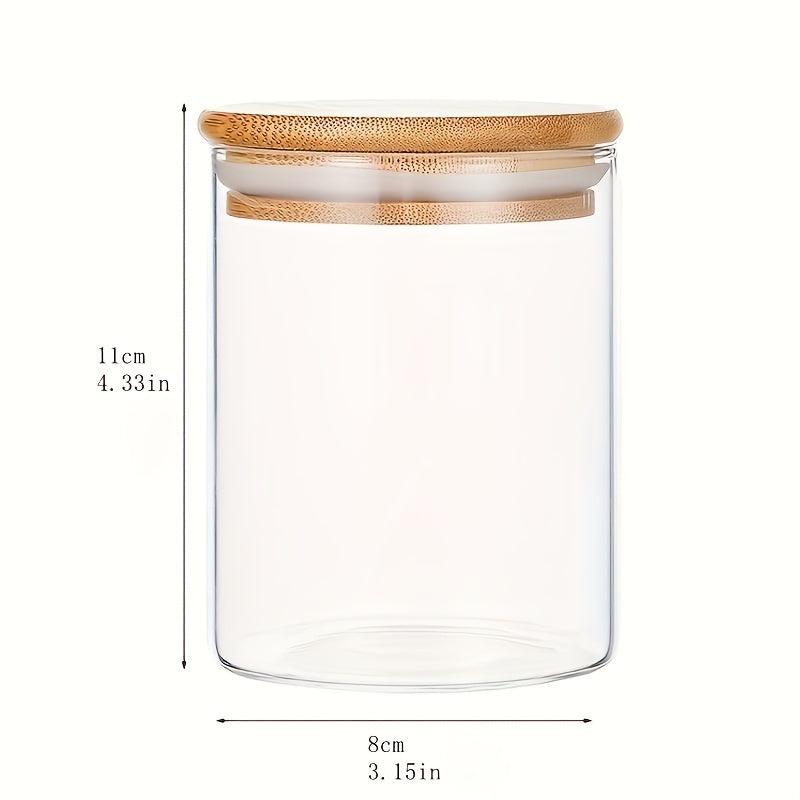 2pcs Glass Bottle with Bamboo Cover Multipurpose Flip Top Jar