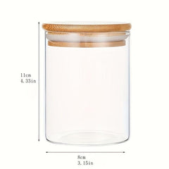 2pcs Glass Bottle with Bamboo Cover Multipurpose Flip Top Jar