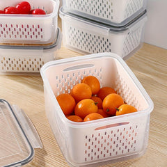 Double Layer Veg Wash Basin w/ Detachable Filter Basket for Fruit Cleaning