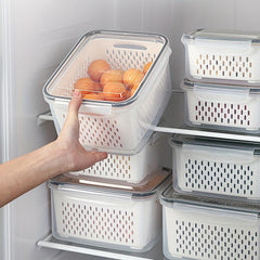 Double Layer Veg Wash Basin w/ Detachable Filter Basket for Fruit Cleaning
