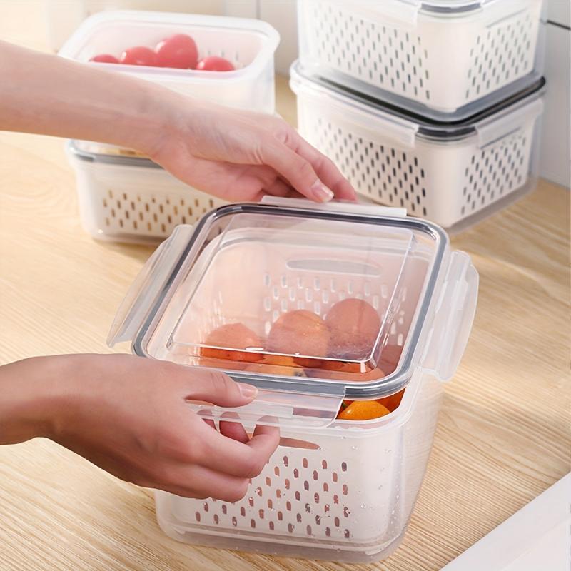 Double Layer Veg Wash Basin w/ Detachable Filter Basket for Fruit Cleaning