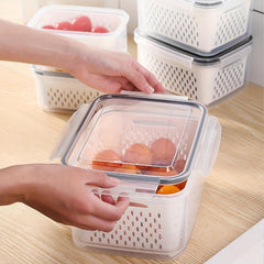 Double Layer Veg Wash Basin w/ Detachable Filter Basket for Fruit Cleaning