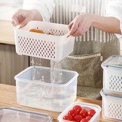 Double Layer Veg Wash Basin w/ Detachable Filter Basket for Fruit Cleaning
