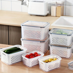 Double Layer Veg Wash Basin w/ Detachable Filter Basket for Fruit Cleaning