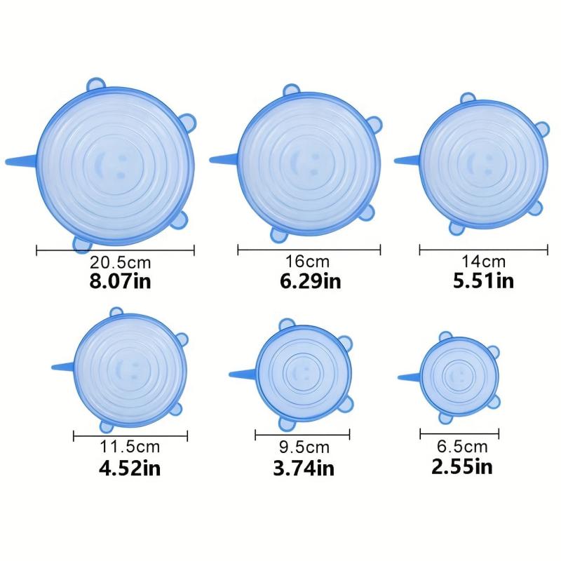 6pcs Multifunctional Silicone Fresh keeping Cover for Kitchen Storage