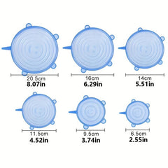 6pcs Multifunctional Silicone Fresh keeping Cover for Kitchen Storage