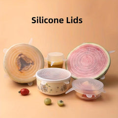 6pcs Multifunctional Silicone Fresh keeping Cover for Kitchen Storage
