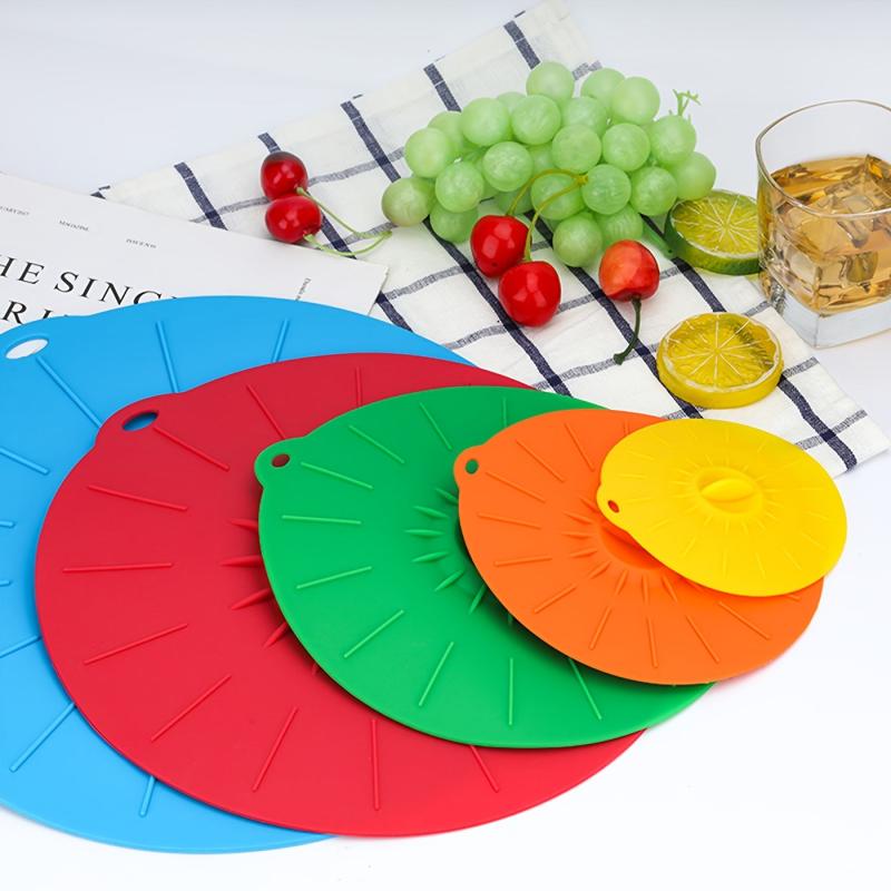 5pcs Silicone Lids Heat Resistant Food Suction Lids