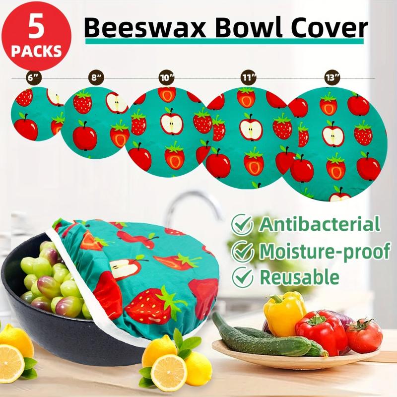 5pcs Sustainable Beeswax Wrap Food Storage Set