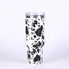 Cow Print Tumbler 40oz Stainless Steel Thermal Water Bottle With Lid & Straw