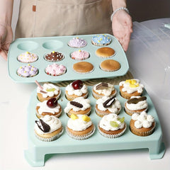 Portable Square Cake Box Plastic Cupcake Storage Box Multilayer Stackable