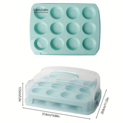 Portable Square Cake Box Plastic Cupcake Storage Box Multilayer Stackable