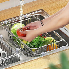 Retractable Drain Basket Telescopic Tableware Drain