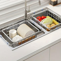 Retractable Drain Basket Telescopic Tableware Drain