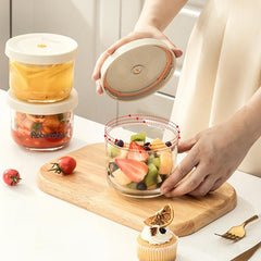 Round Sealed Fruit Bento Box for School and Work