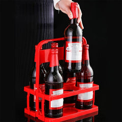 6 Bottle Portable Wine Rack Beer Holder Foldable Caddy Bucket Holder