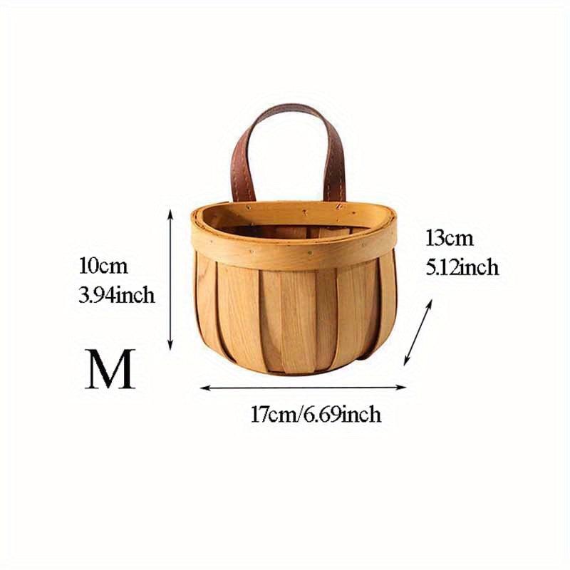 Handwoven Wood Slices Wall Basket Kitchen Garlic Ginger Storage