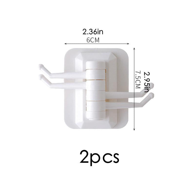 2pcs Rotating Hooks Self Adhesive Plastic Wall mounted Hanger Kitchen Bathroom