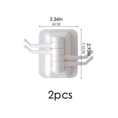 2pcs Rotating Hooks Self Adhesive Plastic Wall mounted Hanger Kitchen Bathroom