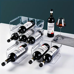 Stackable Transparent Pet Wine Rack For Kitchen And Pantry