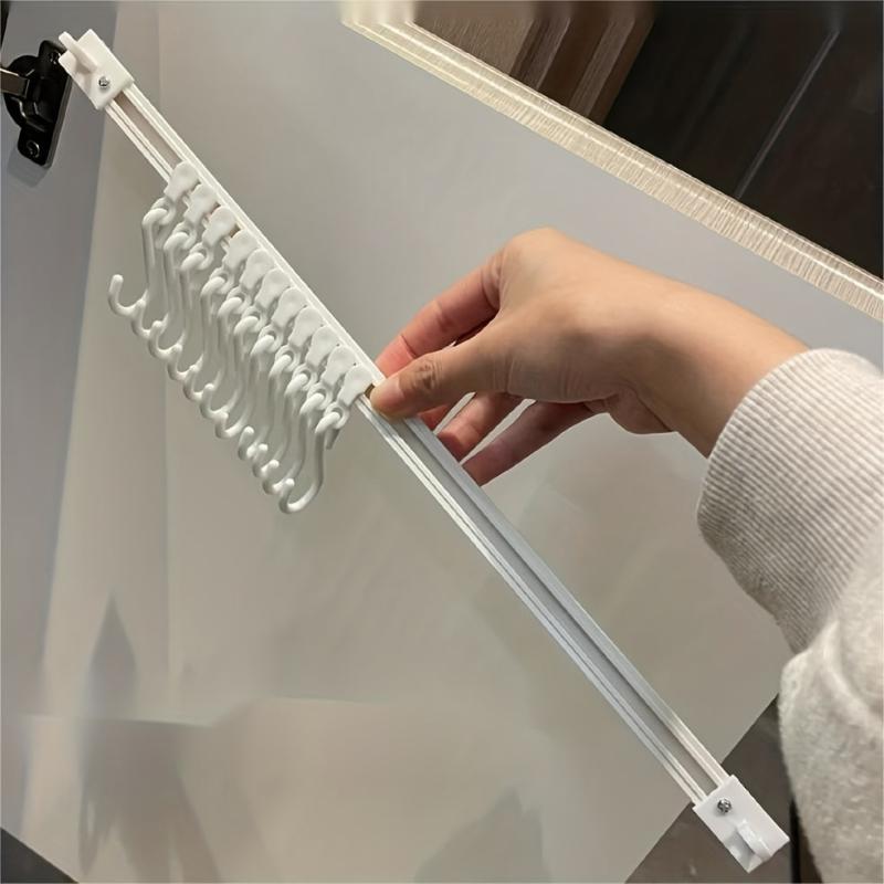 Wall Mounted Hook Shelf Kitchen Cabinet Sliding S Hook Shelf