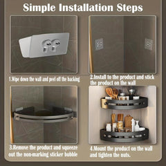 3pcs Corner Shelf Organizer Wall Mounted Kitchen Bathroom Cabinet Dish Plate