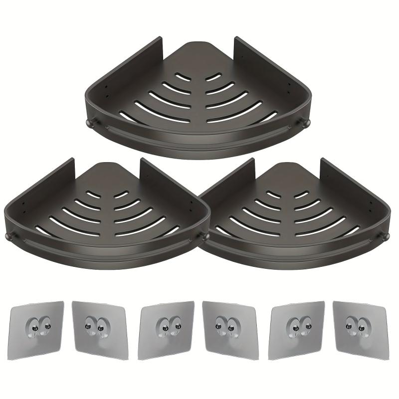 3pcs Corner Shelf Organizer Wall Mounted Kitchen Bathroom Cabinet Dish Plate
