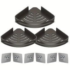 3pcs Corner Shelf Organizer Wall Mounted Kitchen Bathroom Cabinet Dish Plate