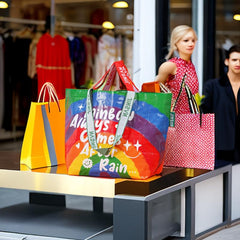Rainbow Pattern Reusable Shopping Bag Large Capacity Foldable Bag