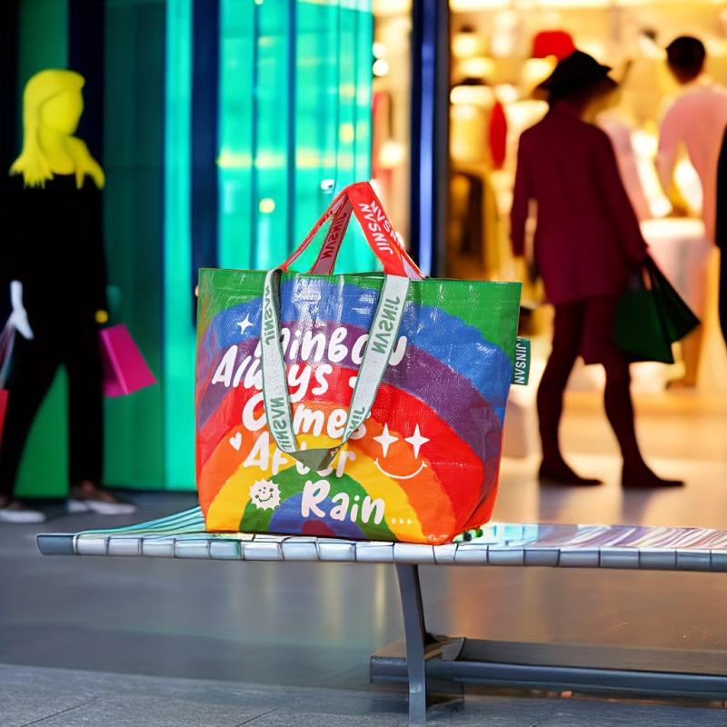 Rainbow Pattern Reusable Shopping Bag Large Capacity Foldable Bag