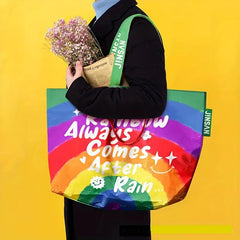 Rainbow Pattern Reusable Shopping Bag Large Capacity Foldable Bag