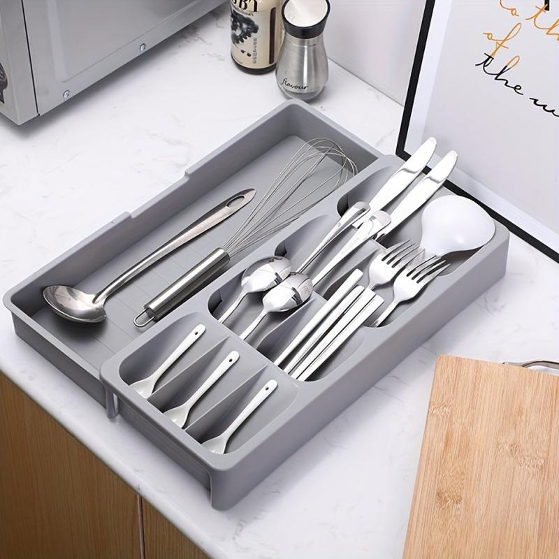 Retractable Silverware Drawer Storage Box for Kitchen Accessories