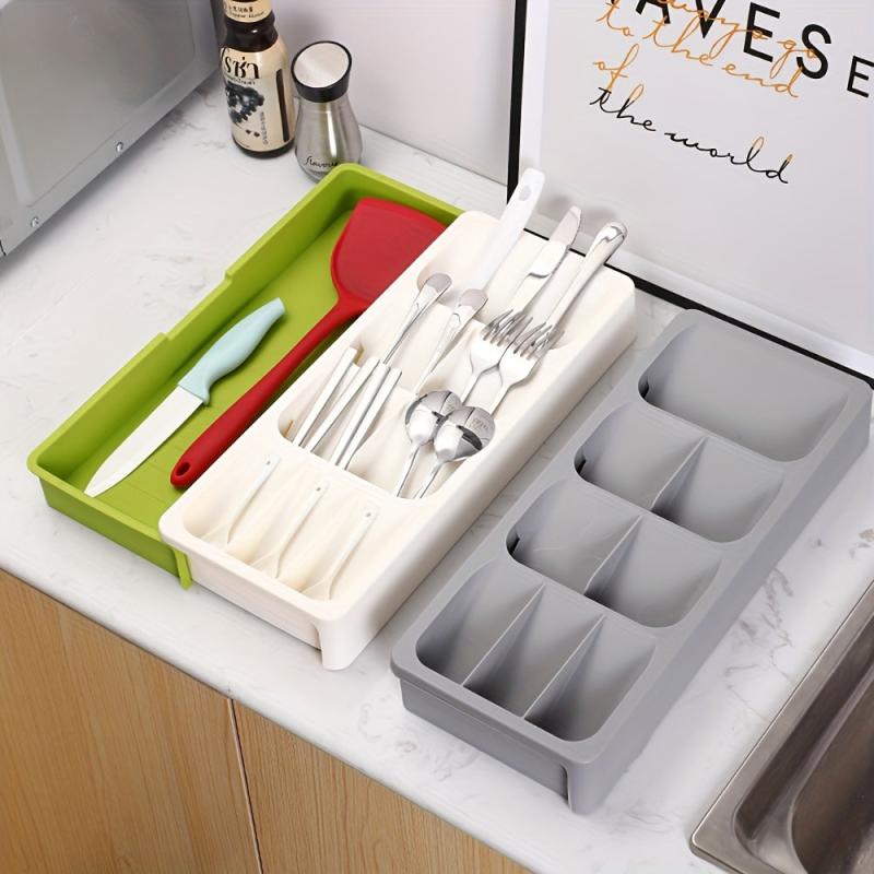 Retractable Silverware Drawer Storage Box for Kitchen Accessories