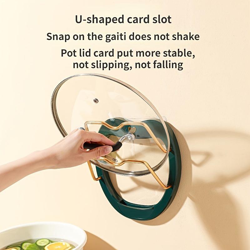 Wall Mounted Pot Lid Rack Double Layer Draining Pot Cover Rack