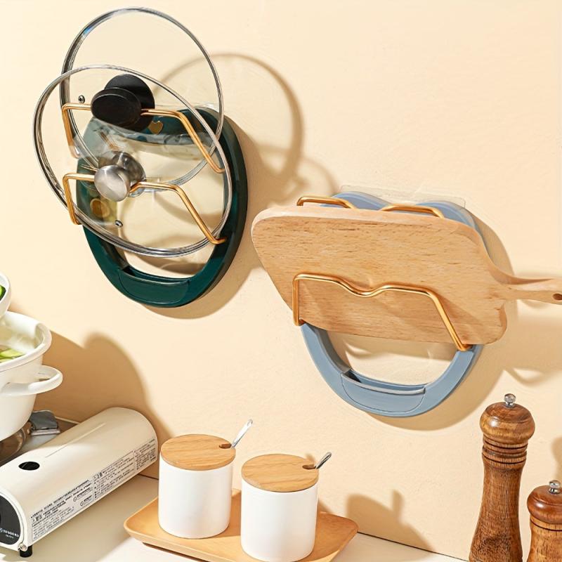 Wall Mounted Pot Lid Rack Double Layer Draining Pot Cover Rack