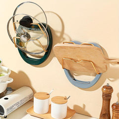 Wall Mounted Pot Lid Rack Double Layer Draining Pot Cover Rack