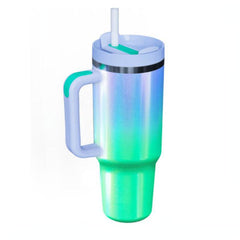 40oz Gradient Tumbler Stainless Steel Thermal Bottle Straw Lid Handle