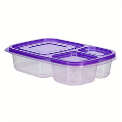 Plastic 3-Cell Bento Box Leakproof Food Container for School and Camping