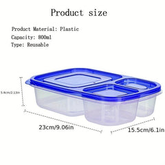 Plastic 3-Cell Bento Box Leakproof Food Container for School and Camping
