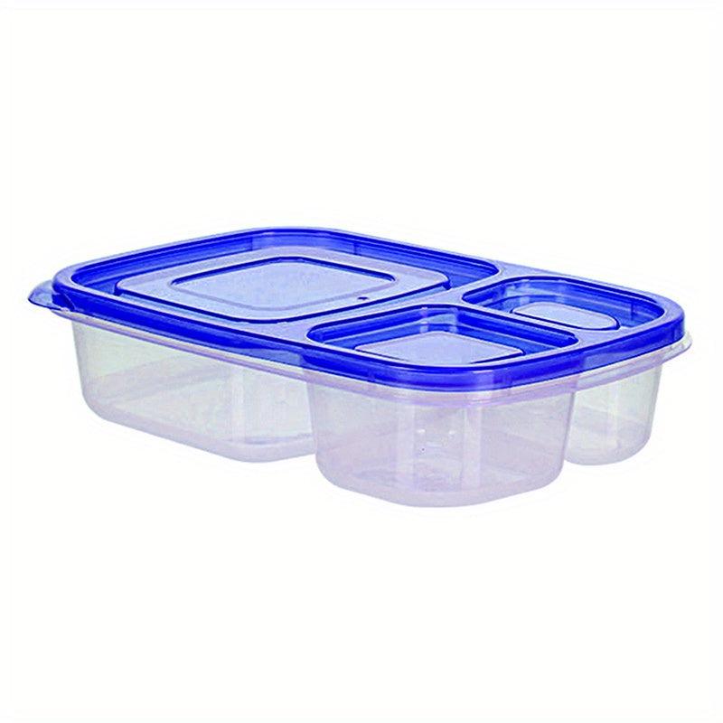 Plastic 3-Cell Bento Box Leakproof Food Container for School and Camping