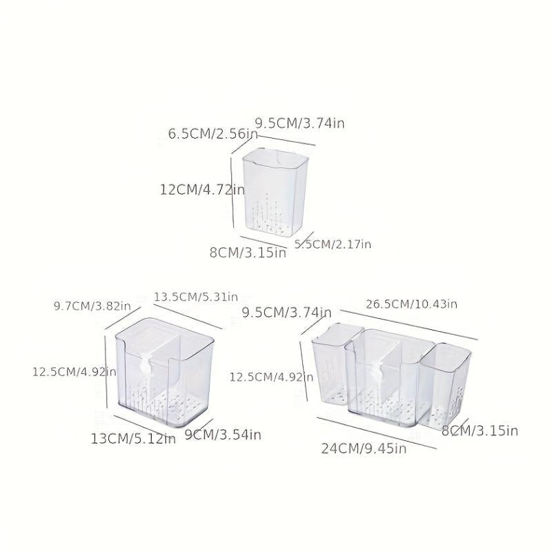 3pcs Punch Hanging Tableware Drain Storage Box Kitchen Shelf