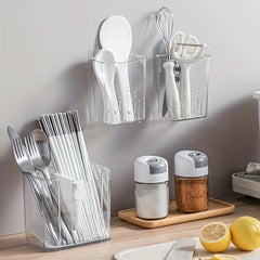 3pcs Punch Hanging Tableware Drain Storage Box Kitchen Shelf