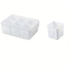 Refrigerator Food Storage Containers with Strainer 6 Grids Kitchen Organizer