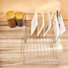 Space Saving Extendable Dish Drying Rack Cutlery Holders Anti Rust Dish Drainer