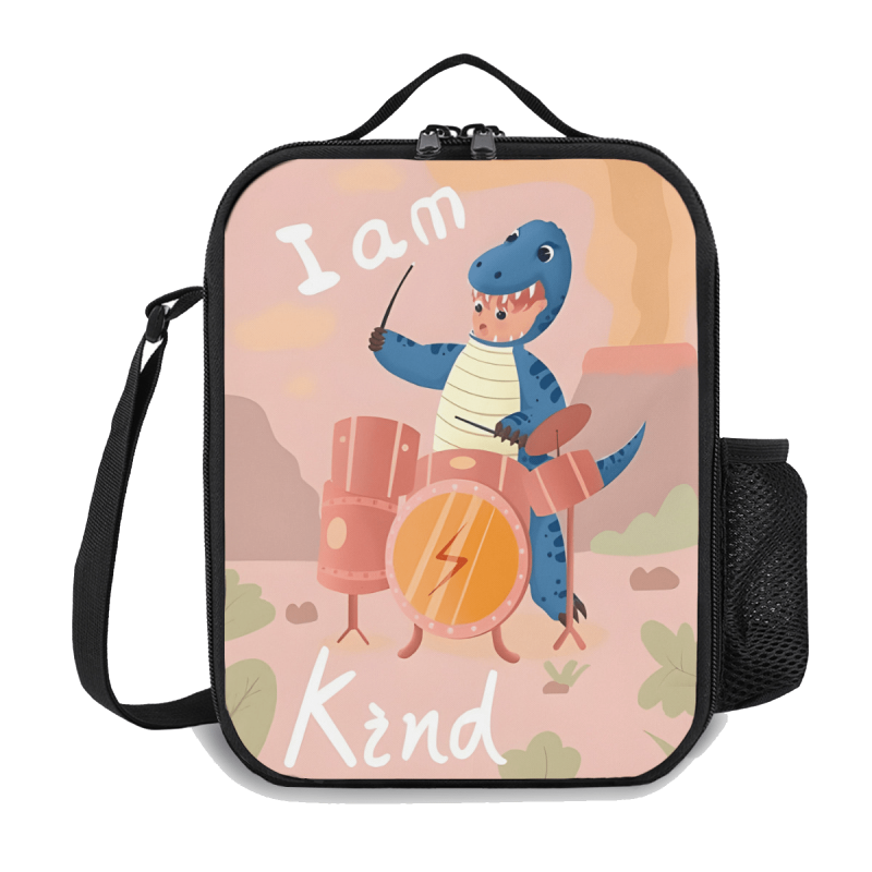 Dinosaur Man Insulated Lunch Bag Tote for Camping Picnic Beach