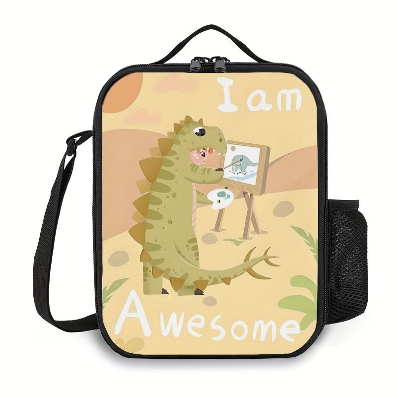 Dinosaur Man Insulated Lunch Bag Tote for Camping Picnic Beach