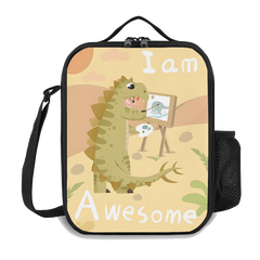 Dinosaur Man Insulated Lunch Bag Tote for Camping Picnic Beach