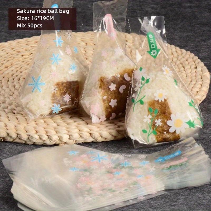 50pcs Triangle Rice Ball Packaging Bag Easy Tear Strip Sushi Packaging Bags